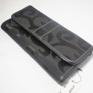 Wallet Black Textile Trifold with checkbook